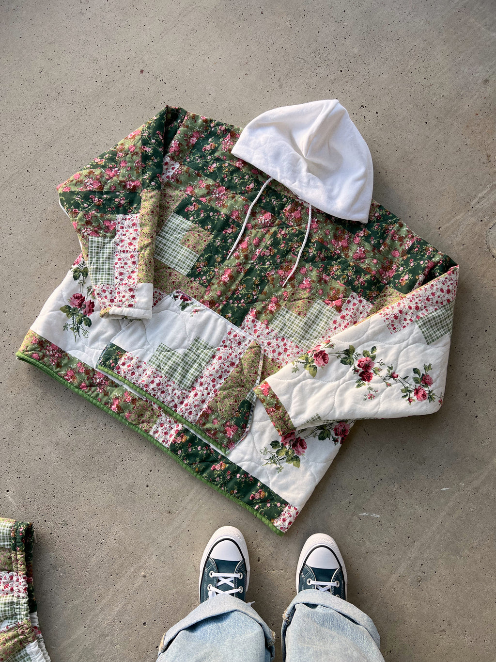rose quilt hoodie