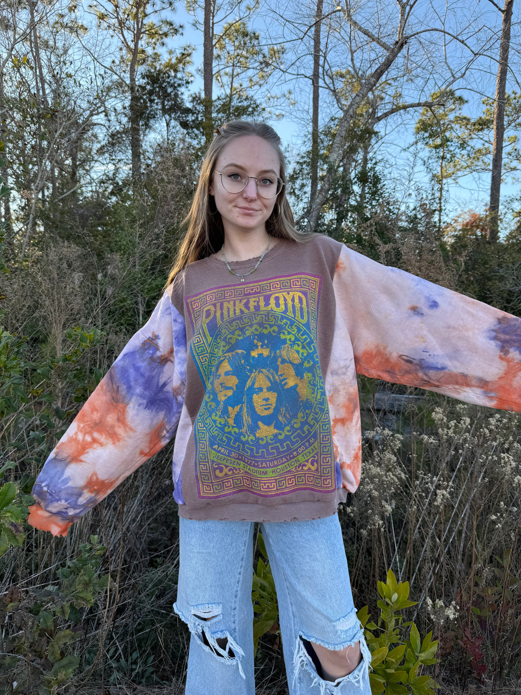 pink floyd tie dye sides crew