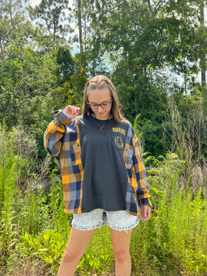 nirvana flannel tee