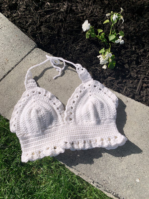 daisy white crochet top