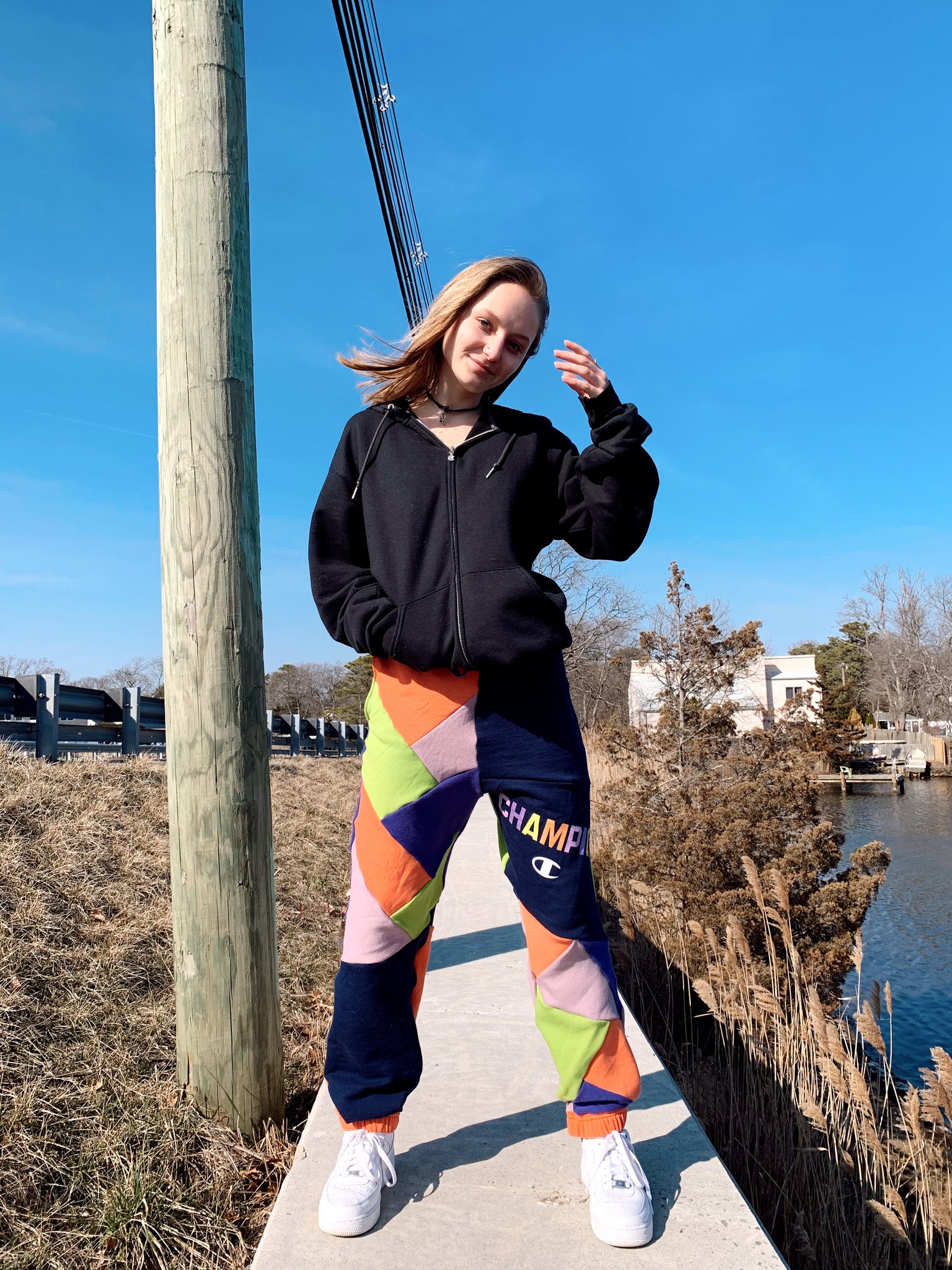 multi-color mosaic champion sweats