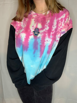 Tie Dyed Hamsa Hoodie w/ Black Sleeves