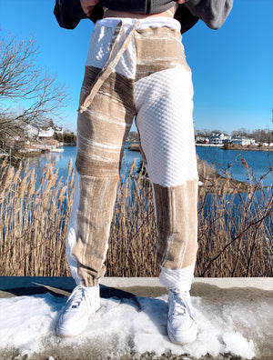 mocha & white textured sweats