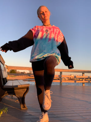 Tie Dyed Hamsa Hoodie w/ Black Sleeves