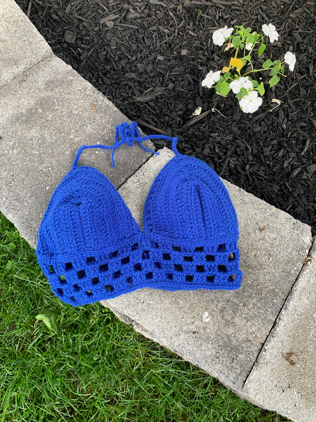 royal blue crochet top