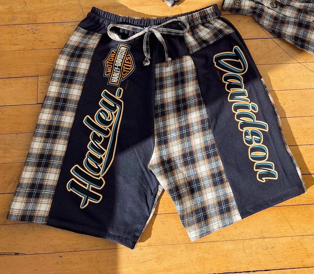harley flannel set shorts