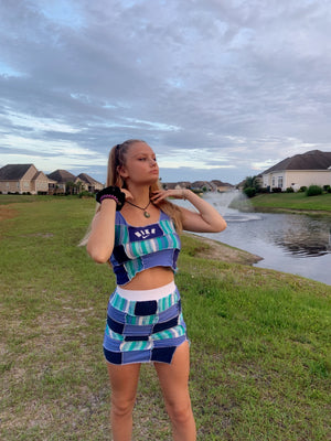 patchwork nike two piece set