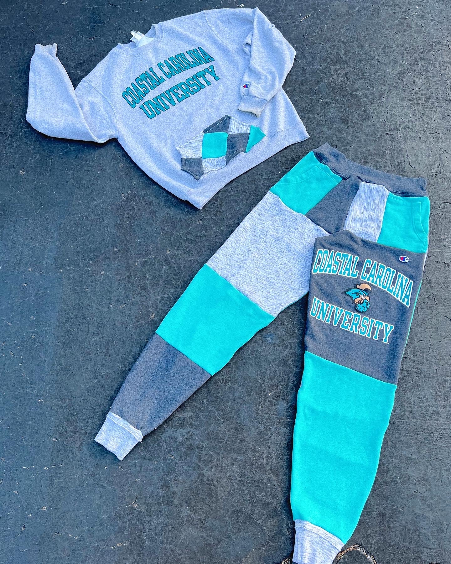 coastal carolina patchwork sweats