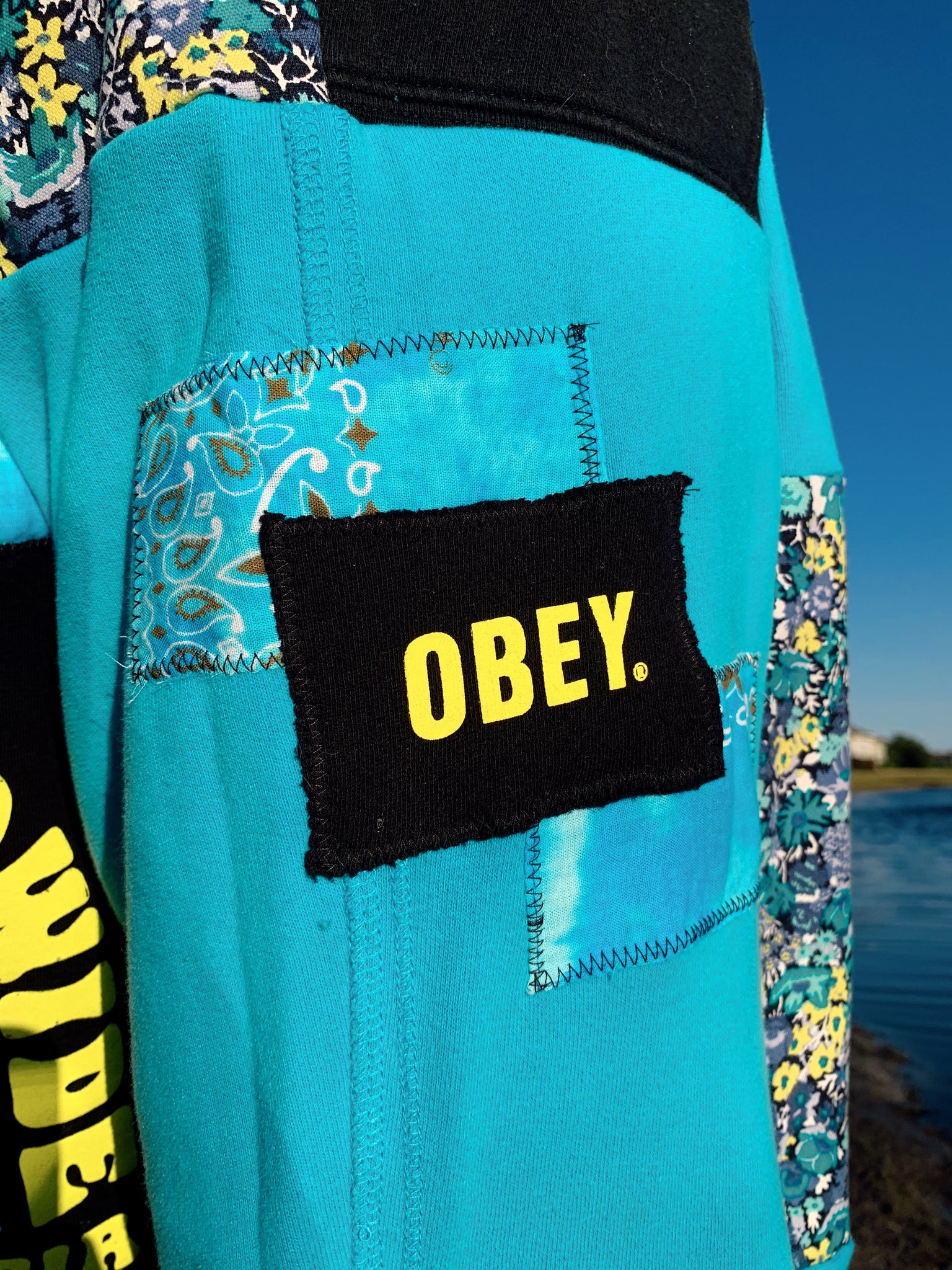 ‘end hate’ obey patchwork sweats