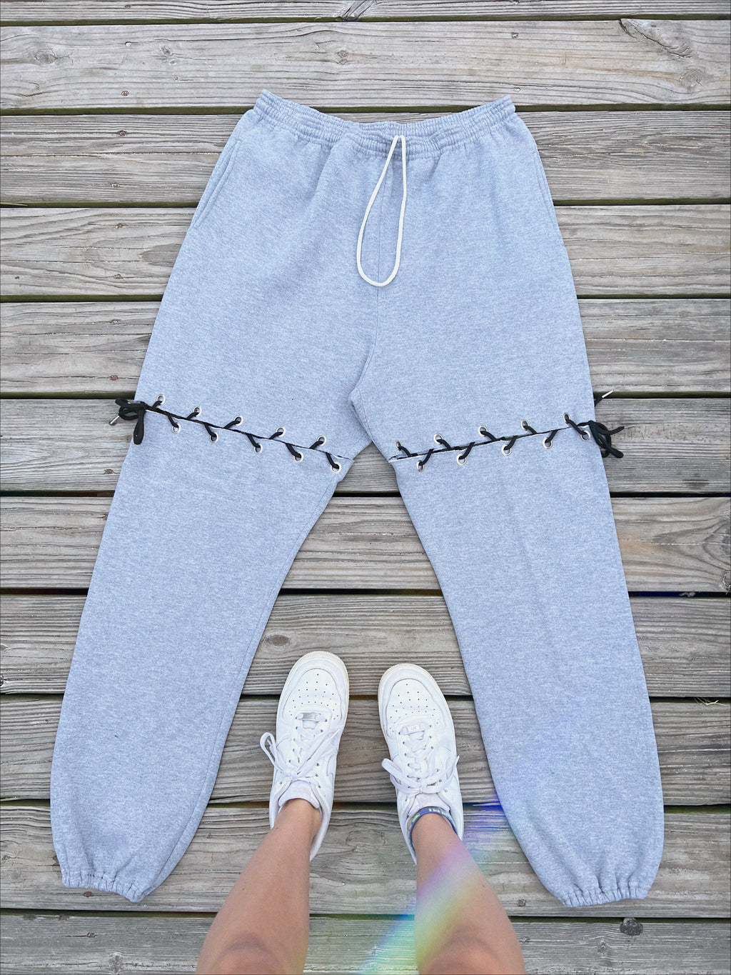 lace up 2 in 1 sweats