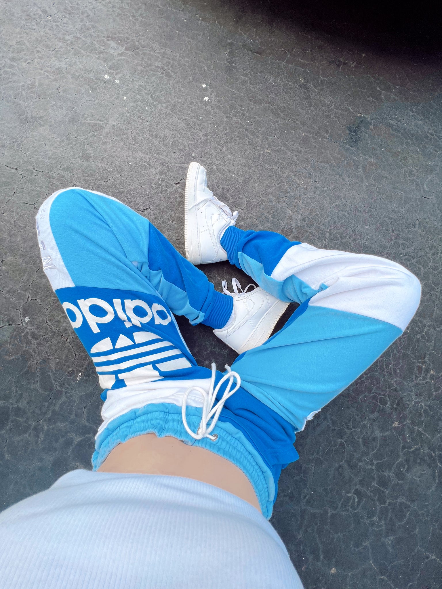 blue skies adidas patchwork sweats