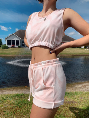 baby pink cloudy dye 2 piece set